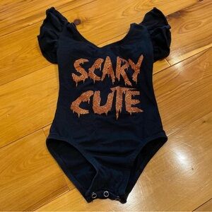 Morgan + Mae Scary Cute Black and Orange Leotard